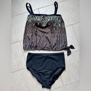 Black and Gold Tankini Set
